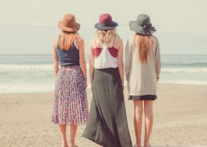 3 girls looking at ocean