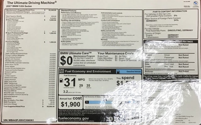 2027 BMW 530i 530i