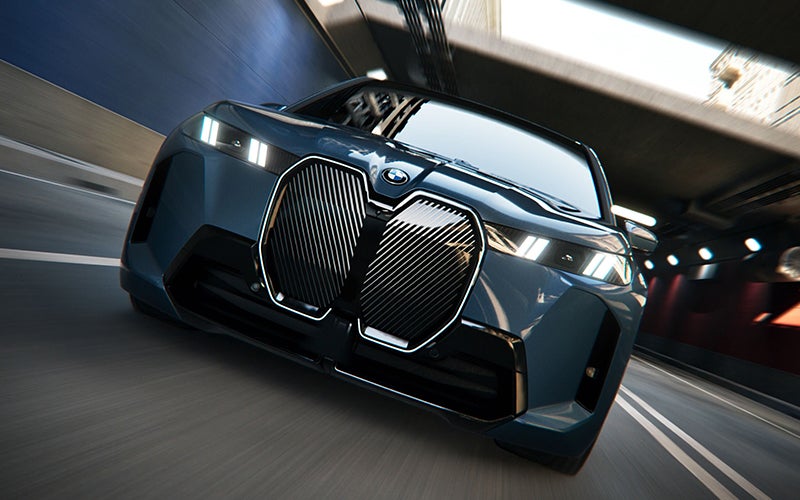 Close up of the BMW iX grille driving. | Tom Bush BMW Jacksonville in Jacksonville FL