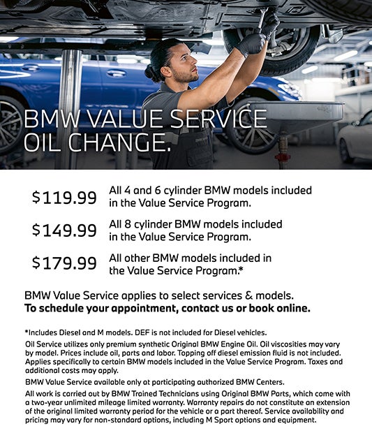 BMW VALUE SERVICE OIL CHANGE.